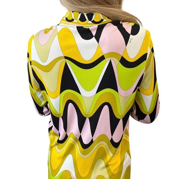 EMILIO PUCCI Vintage Logo Multicolor Shirt Pants Set #38 Button Zip [106008] - Picture 4 of 16